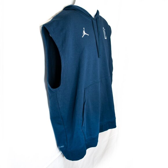Air Jordan W Logo Sleeveless Hoodie Men XXL 2XL Navy Blue Pullover Jumpman RR11X - Picture 2 of 5
